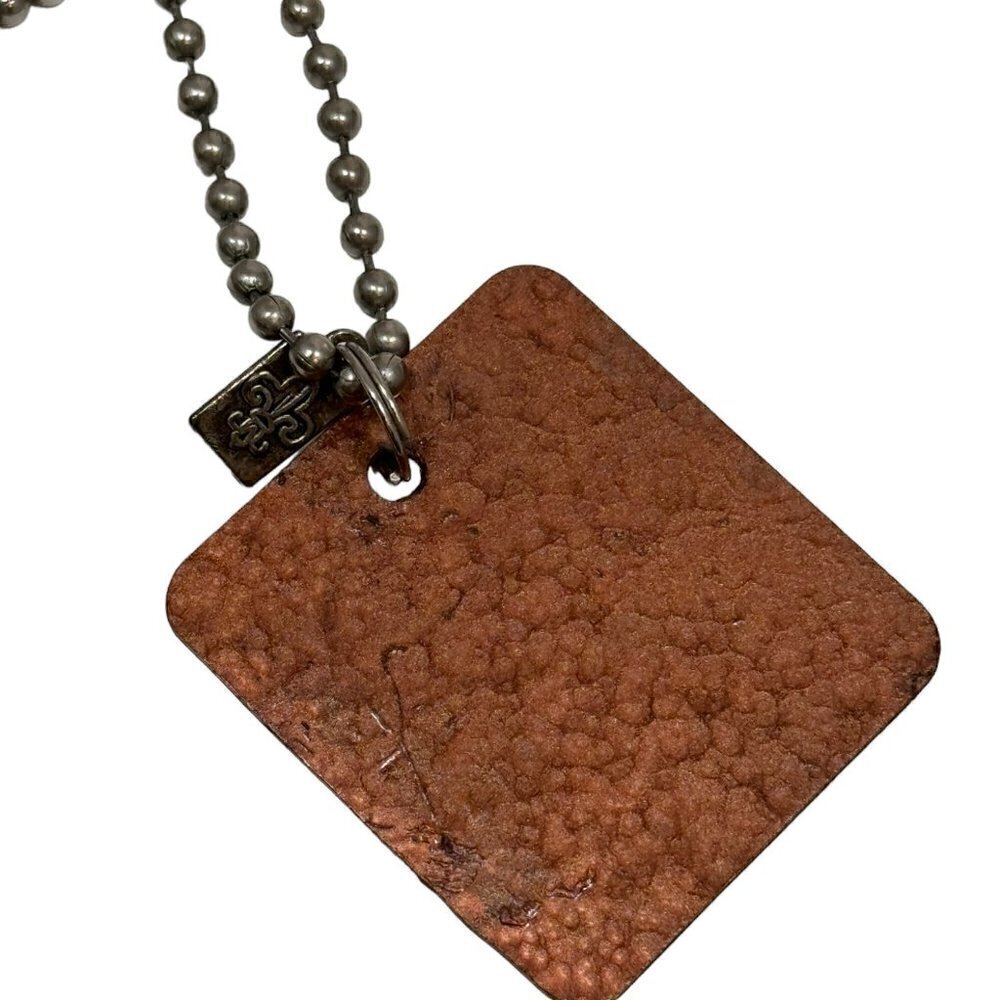 Kate Mesta DREAM Square Copper Dog Tag Necklace Art to Wear New - Picture 4 of 4